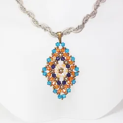 Pendant 45cm - Talia Rhombus M-Khaki Braid - Pendant 45cm - Laiton bronze